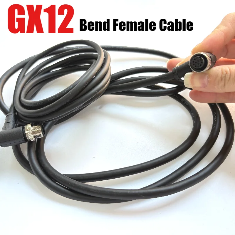 GX12 Straight Elbow Aviation Connector 2 3Pin 4 5 6 Pin Male Female with Line Molded Plug 1/3/5 Meters Waterproof Extension Cord