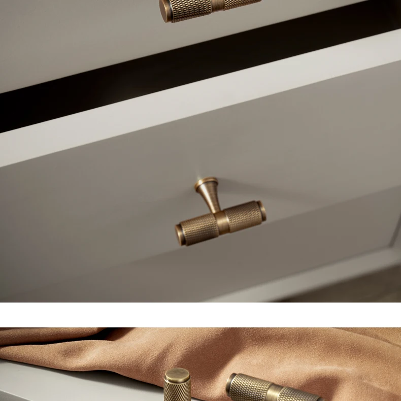 Santaya Solid Antique Brass Diamond-cut Cross Knurl Pattern Bronze Wardrobe Cabinet Handles T-bar Knobs Pitch 320mm Long Pull