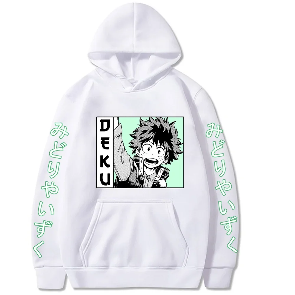 بلوزات My Hero Academia DEKU بغطاء للرأس للرجال بأكمام طويلة بلوزات نسائية غير رسمية Harajuku ملابس الشارع الشهير بلوفرات سوداديراس #2