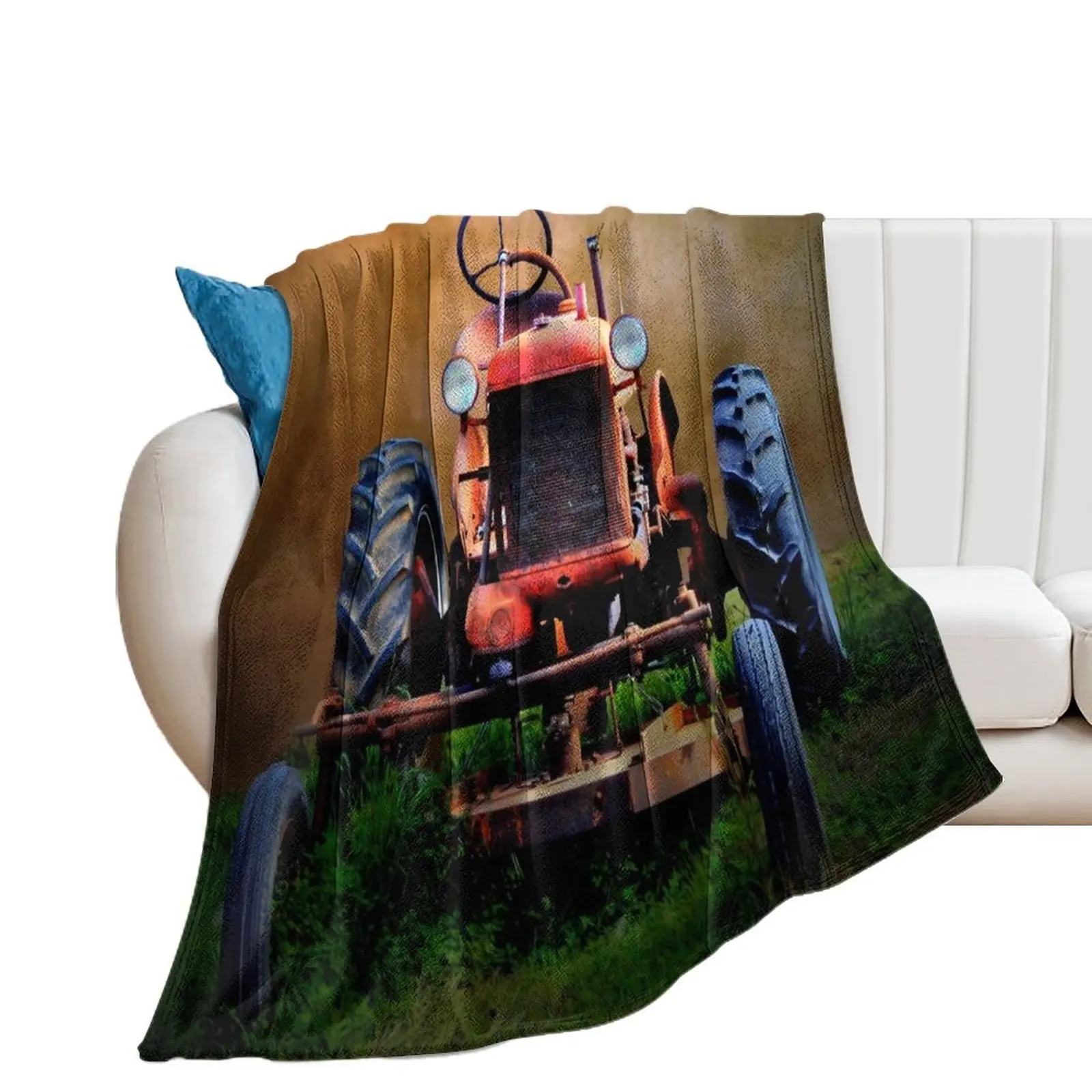 Rusty Old Tractor Throw Blanket Weighted Plaid on the sofa For Baby Blankets