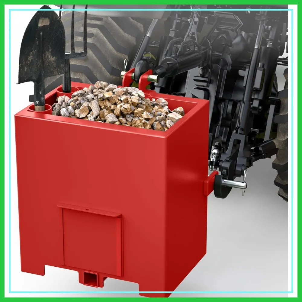 

3 Point Hitch Ballast Box with 2" Receiver, Tractor Weight Box for Category 1, 800lbs, 5.3 Cu.ft., Red
