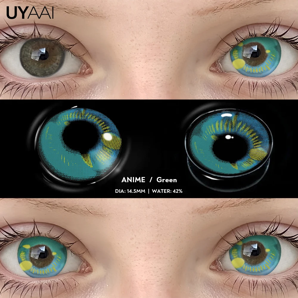 UYAAI Farbkontakt Cosplay Farbe Schüler Make-up Schönheit Grüne Linse 14,5 mm Schwarze Linse Frau Cosplay Rote Linse Halloween Weiße Linse – Detail 16
