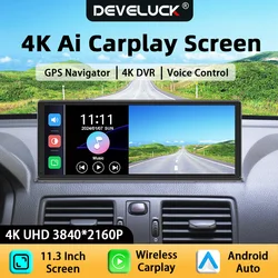 11.3 Inch 4K Dash Cam Android Auto CarPlay Screen Dashboard Camera DashCam GPS Navigation DVR AUX BT FM Video Recorder 24H Park