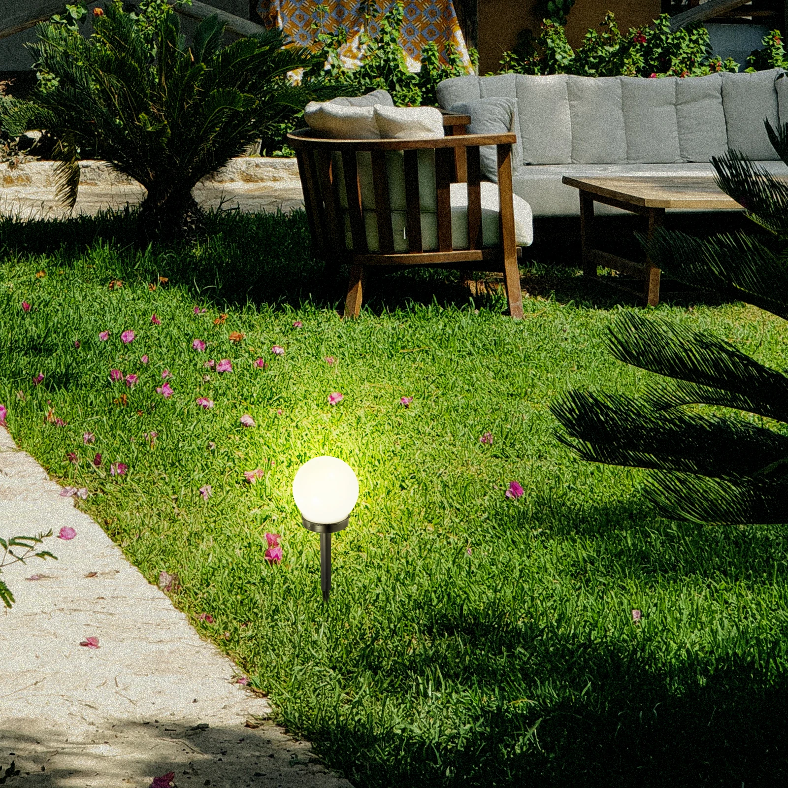 

Solar Lights Lawn Bulb Garden Outdoor Powered Landscape Lighting Black for Decoration Path