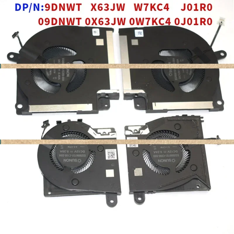 9DNWT X63JW W7KC4 J01R0 09DNWT 0X63JW 0W7KC4 0J01R0  New CPU & GPU Fan DC12V For Dell Alienware X17 R1 R2 Cooling Radiator