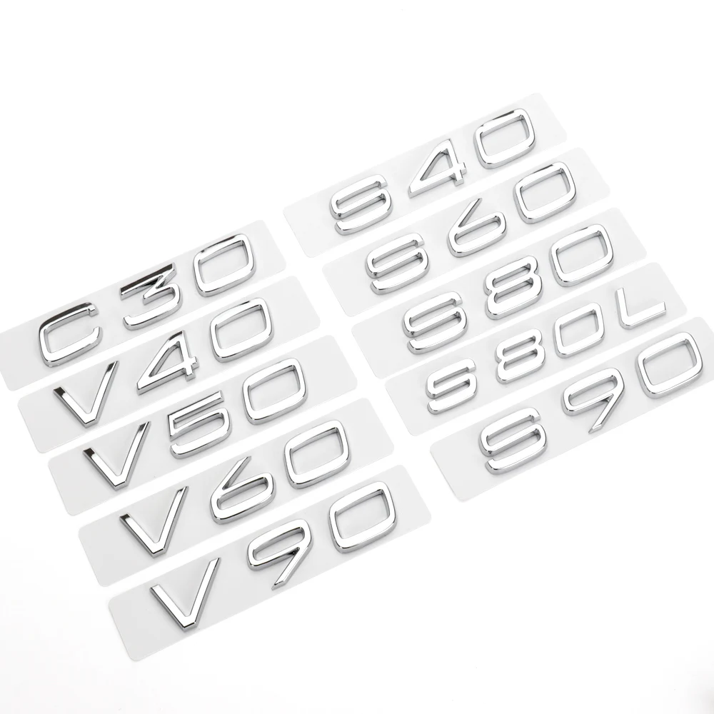 ABS Rear Trunk Letters Logo Emblem Badge Stickers For Volvo C30 V40 V60 V90 S40 S60 S80 S90 S80L XC40 XC60 XC90 AWD T4 T5 T6 T8