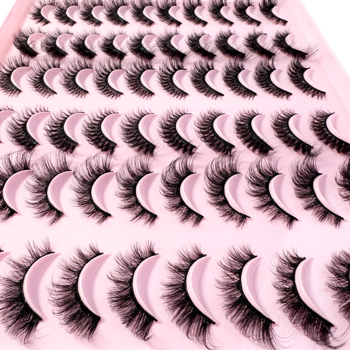 Misture 5/30 pares de cílios postiços de aparência natural, grossos e fofos, pacote de cílios de vison falso, cílios de olho de gato que parecem extensões pretas