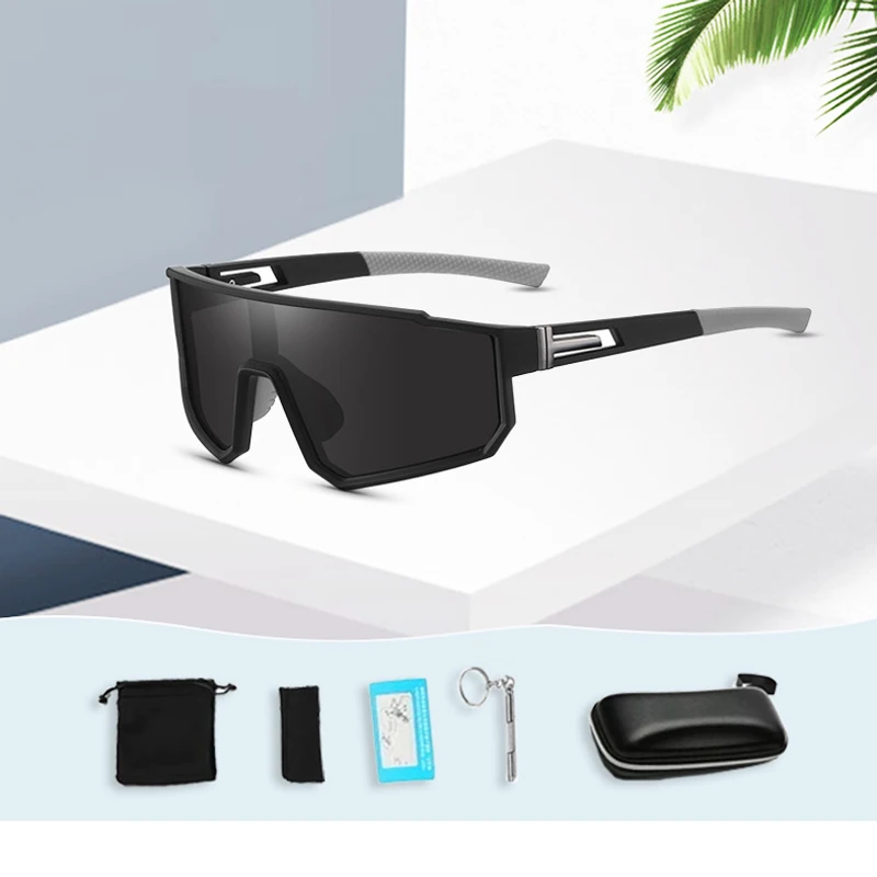 Nowe spolaryzowane jednoczęściowe kwadratowe oprawki sportowe męskie okulary przeciwsłoneczne Trend modne okulary pudełko UV400 okulary damskie kolarstwo na świeżym powietrzu — zdjęcie 5