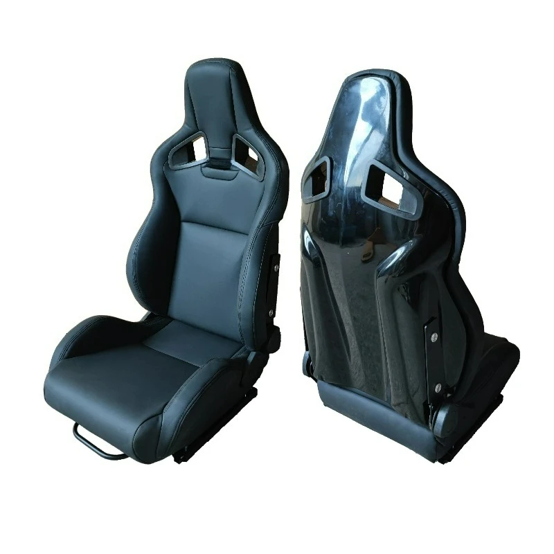 

FOR Universal High Quality Sport Bucket Racing Seat PVC Leather Black Dual Slider