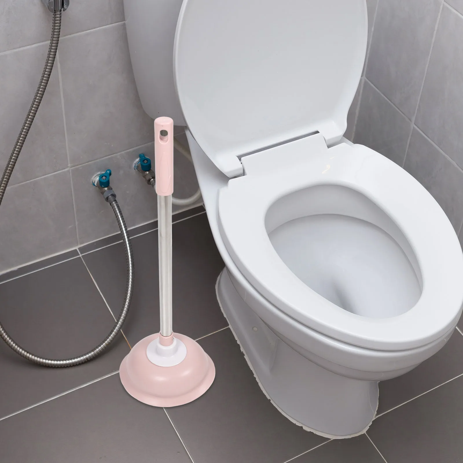 

Heavy Duty Rubber Plunger for Toilet Bathroom Sink Shower Drain Clog Remover Household Cleaning Tool with Ergonomic Long Handle