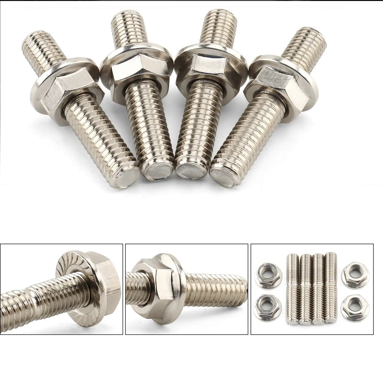 

Шпильки выхлопного порта мотоцикла, гайки, стыковые винты для труб, винтовые болты с обоих концами для Big Twin 1984-2023 Sportster XL 1200 883 86-23