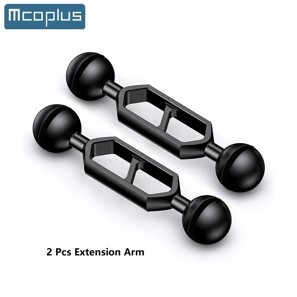 

Mcoplus Camera Underwater Diving Double Ball Arm 1" Ball Head Extension Arm for Diving Camera Tray Underwater Strobe Video Ligh