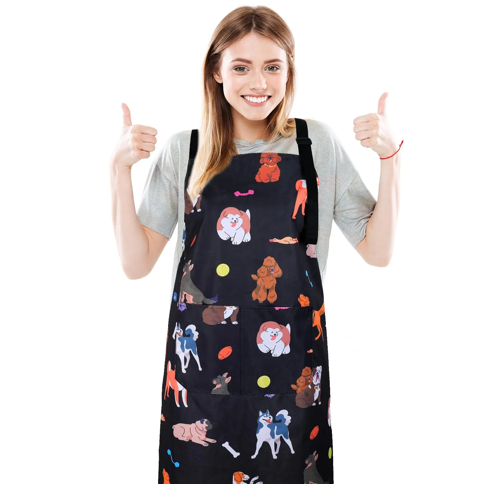 Dog Grooming Waterproof Apron with 2 Pockets, Puppy Dog Pets Apron, Grooming Apron