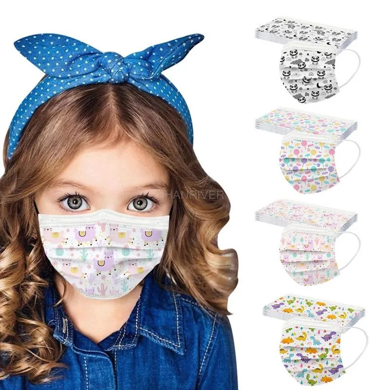 

50PCS One-time children face mask printing three layers of melt-blown civil filtration of protective ventilation dust mask