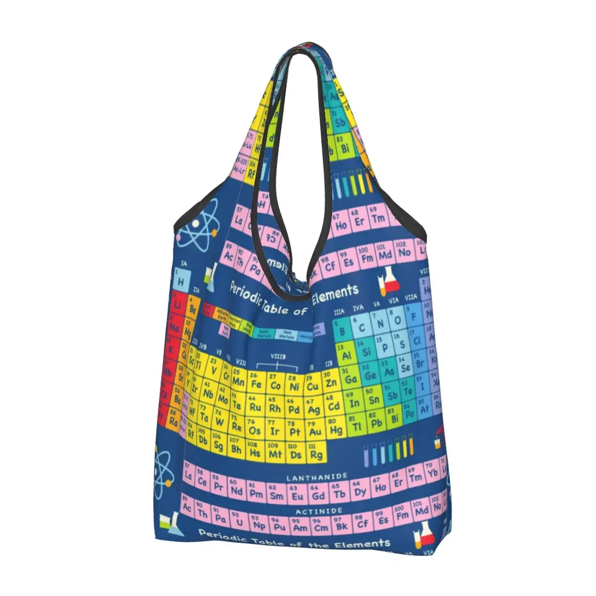 Reusable Periodic Table Shopping Bag Women Tote Bag Portable Chemistry Science Pattern Grocery Shopper Bags