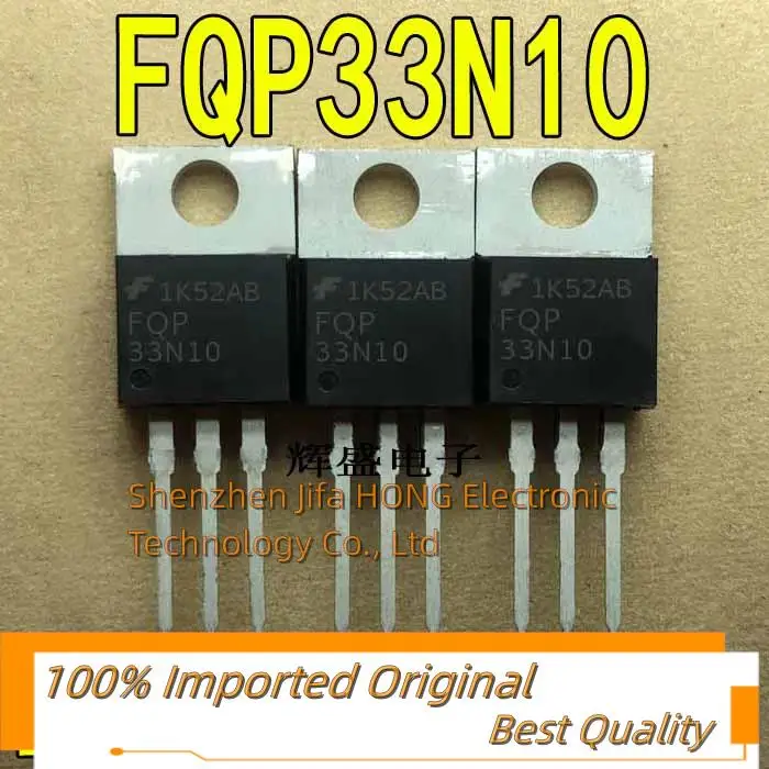 10PCS/Lot  FQP33N10  100V 33A  MOSFET TO-220 N-Channel Best QualityReally Stock Original