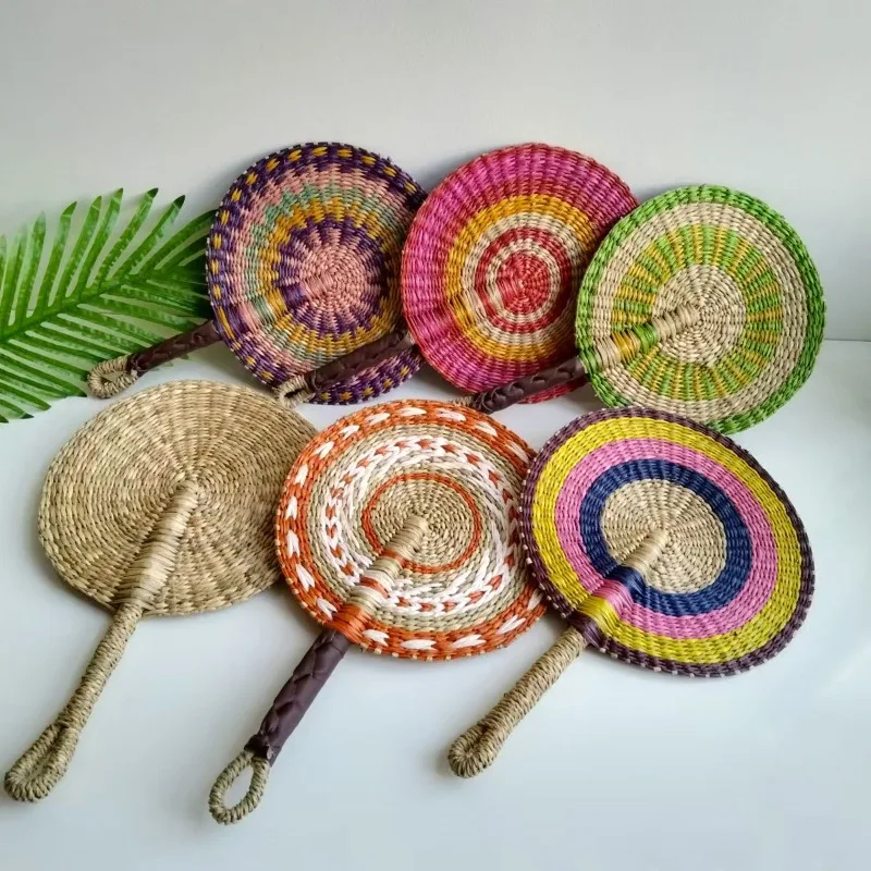 Hand Woven Seaweed Fan Wall Mounted Decorative Fan Summer Cooling Hand Fan