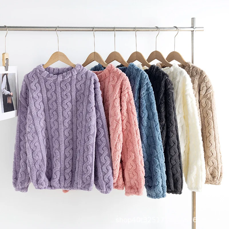 

Women's Homewear Sleepcoat Pajama Set Nightgown Girl's Sleepwear Homewear Two-Piece Suit Autumn Winter Fleece-Lined Outerwear