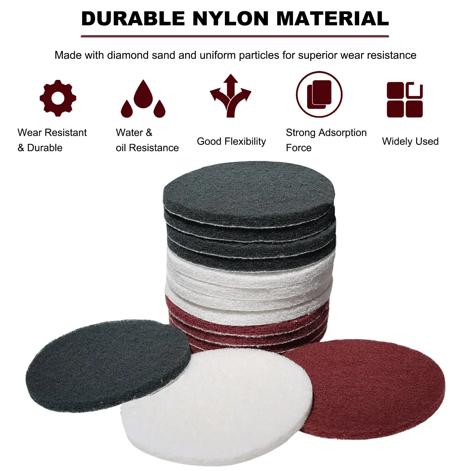 5 Inch Hoop and Loop Multipurpose Scrubber Scouring Pads 15 Pcs Flocking Scuff Pads Conditioning Polishing Pads for Automotive