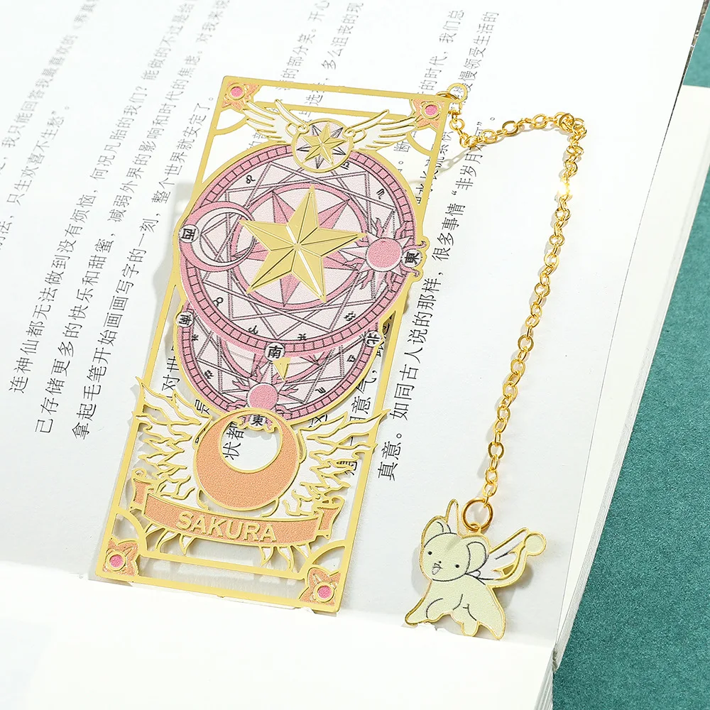 Anime Cardcaptor Sakura Metal Bookmark Hollow Bronzing Bookmark for Book Club Reader Writers Book Lovers Students view 4