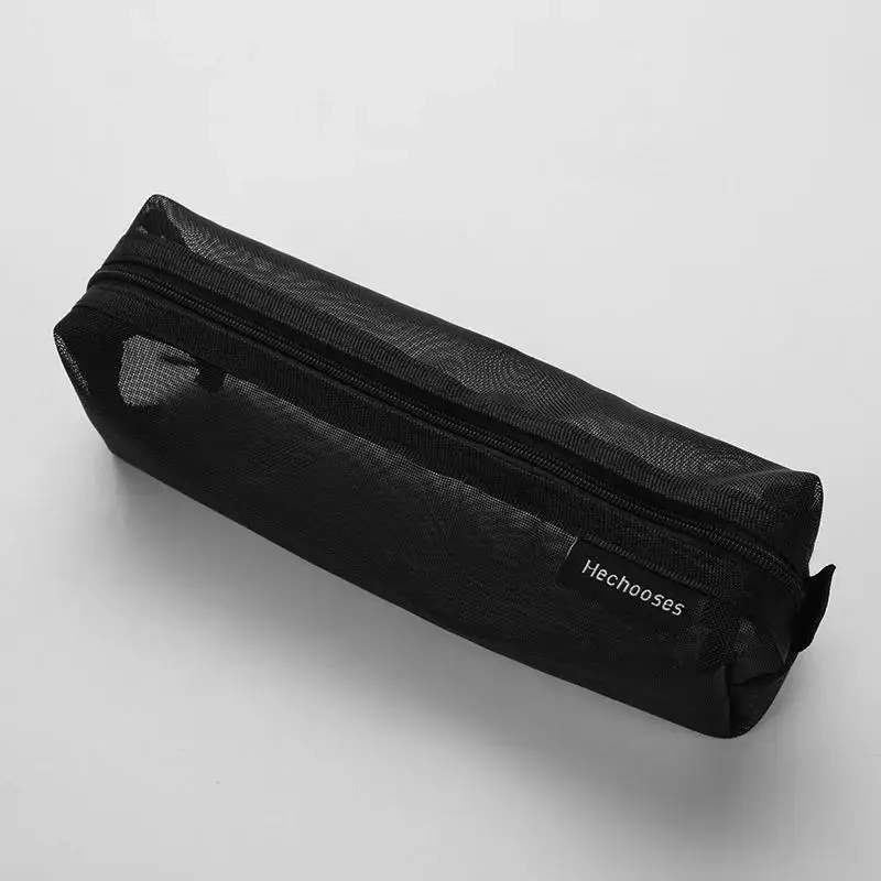 Estuche de lápices de malla transparente, estético y bonito, organizador de papelería con cremallera de gran capacidad para la escuela y la oficina, 1 unidad