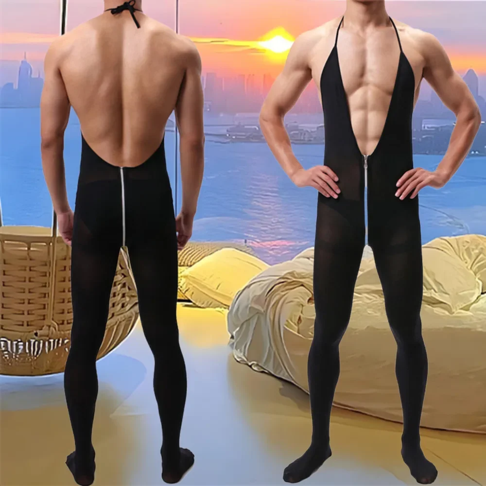 سيسي الملابس السوداء Bodystockings للذكور ثوب النوم شبكة صيد السمك الجوارب المثيرة الملابس الداخلية السادة زي مثير الرجال وتتسابق