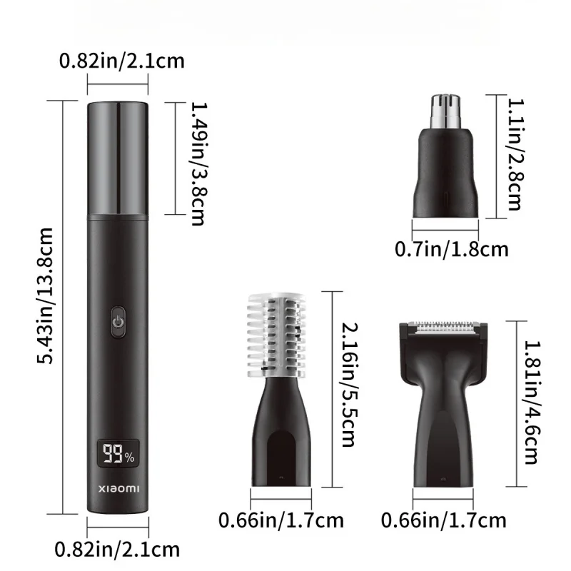 2025 XIAOMI New 3 in 1 Electric Rechargeable Nose Ear Hair Trimmer for Men Painless Sideburns Eyebrows Beard Hair Clipper Shaver