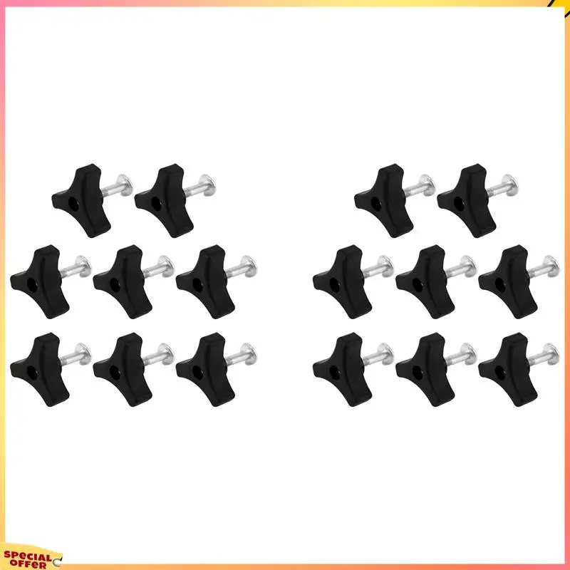 

ABFI 16 Sets Lawn Mower Handle Bolts, Triangle Handle Knob Nut Screw Bolt Lawnmower Handle Wing Nut Universal Fixing Nut