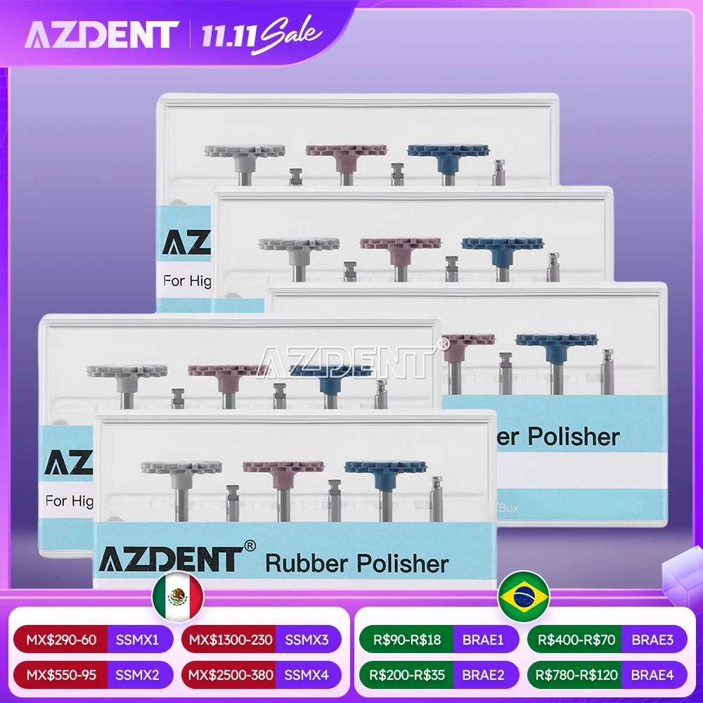 

5 Boxes AZDENT Dental Composite Resin Polishing Disc Kit 14mm Wheel Rubber Polisher for Composite/Ceramic/Zircon