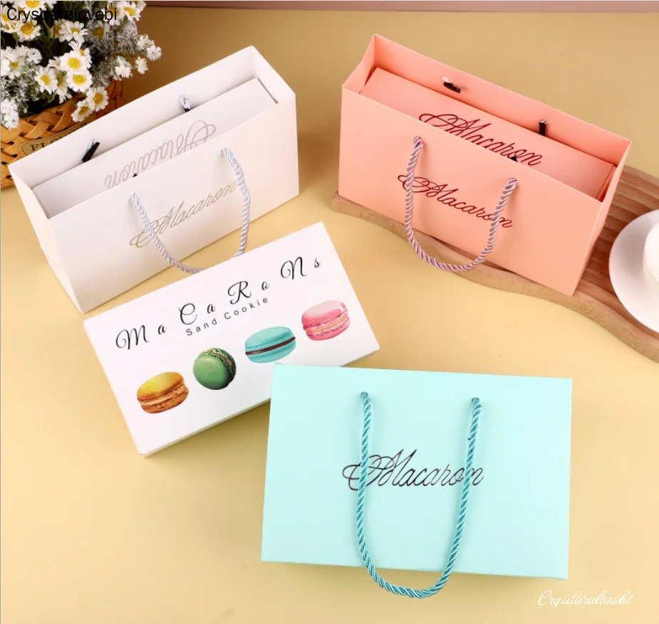 Cajas de Regalo para pastel de Luna, Cajas de Regalo con patrón de galletas, caja de papel de regalo, bolsa de Macaron, contenedor de aperitivos de Chocolate, 10 piezas