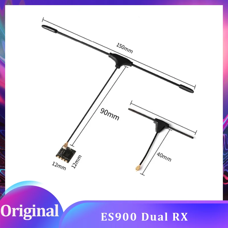 ELRS 915MHz ES900 Dual RX Diversity Receiver Built-in TCXO Double Antenna Long Range for ES900TX RC Airplane FPV Racing Drone