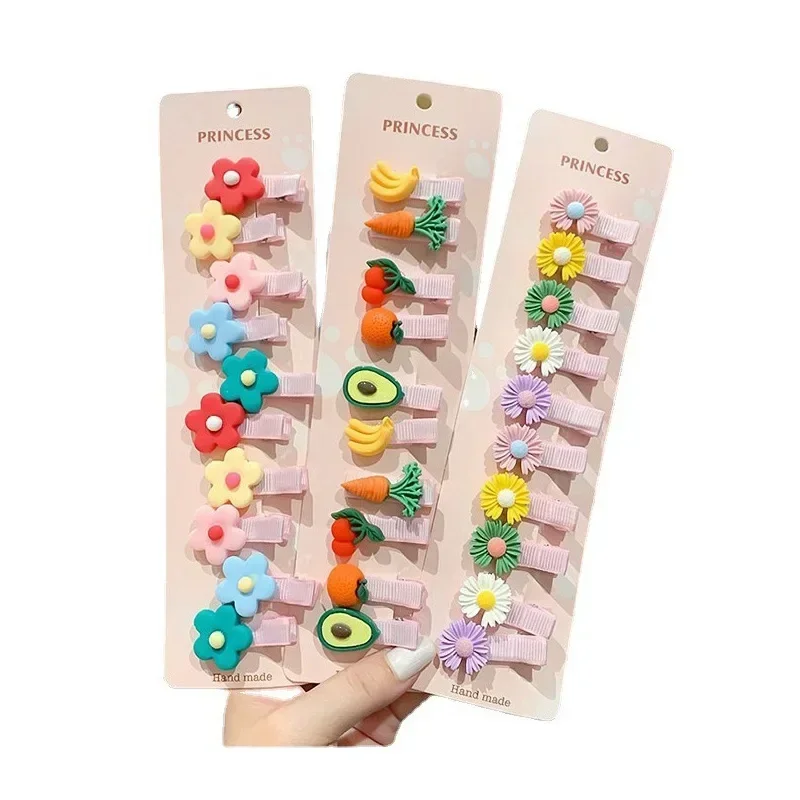 10pcs a set new Girls Cartoon Cute animal Rainbow Flower Hair Clips Kids Sweet Hair Decorate Bangs Hairpin Barrettes Accessories