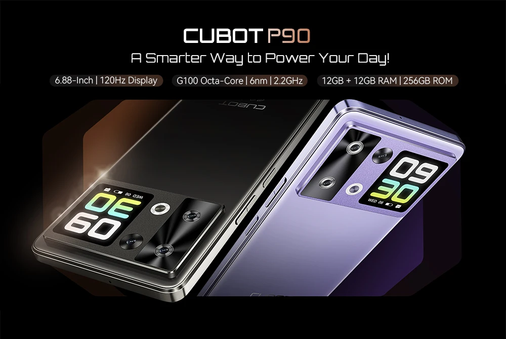 [Ship From UK] Cubot P90 Android 15 Smartphone 24GB(12+12) RAM 256GB ROM 6.88" 120Hz 64MP+16MP 5100mAh NFC Cellphones