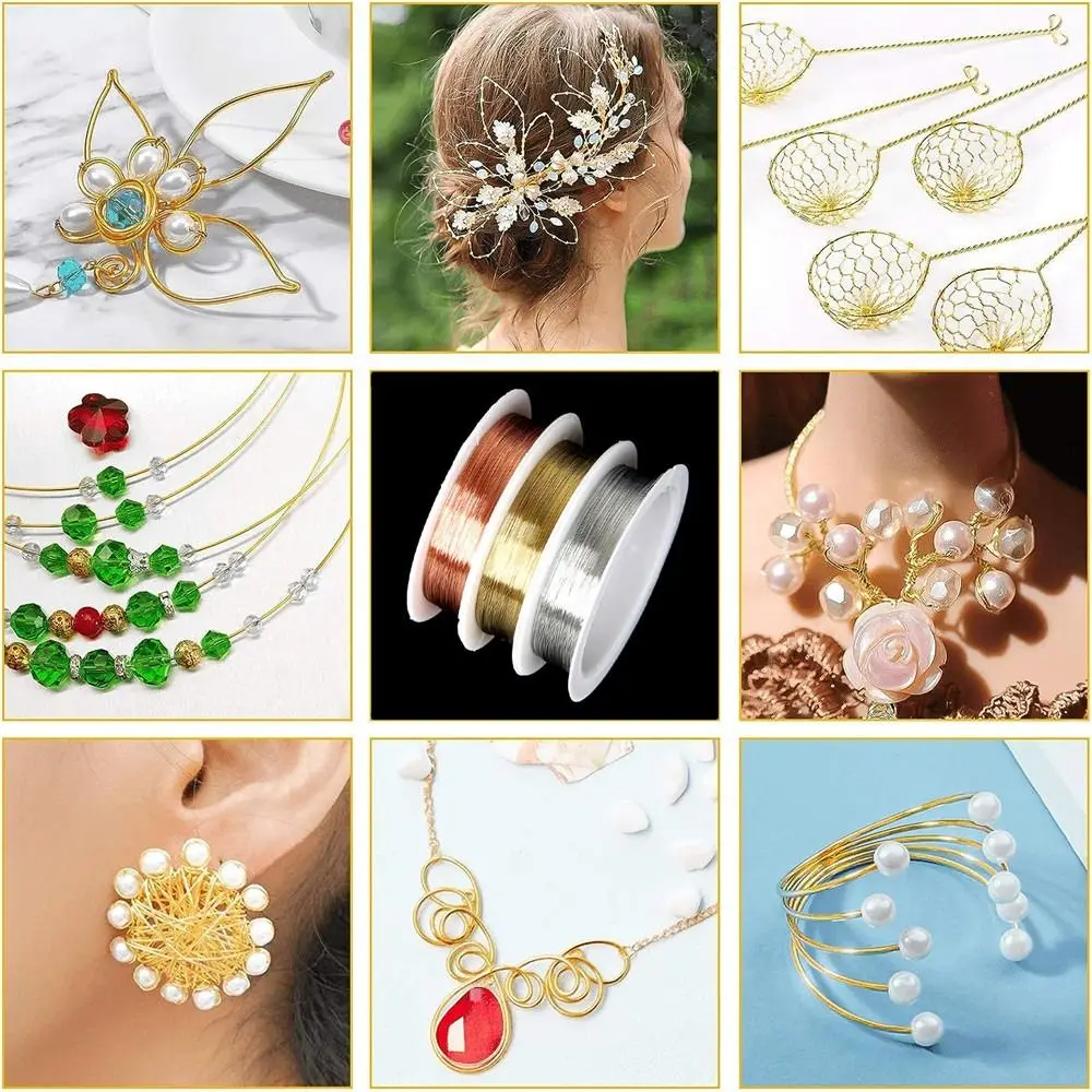 

1Roll Gold Silver Brass Copper Wire DIY 0.2/0.4/0.6/0.8/1mm Beading Wire Bracelet Necklaces Handmade Crafts Cord String