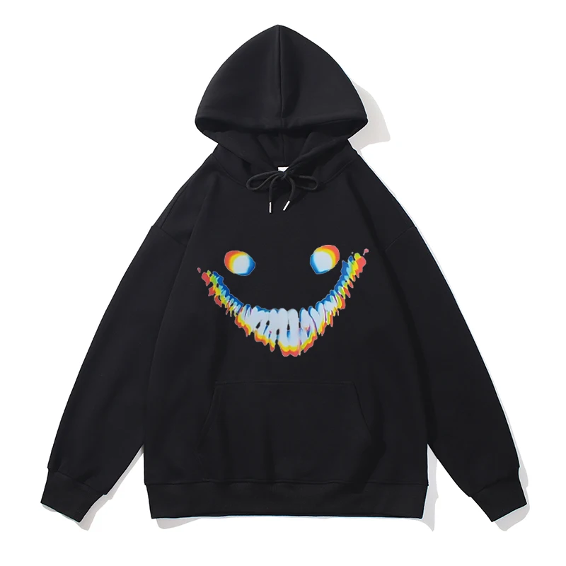 

Толстовка Barooms Student Smiling Face с круглым вырезом, удобная, хлопковая, с длинными рукавами, спортивная, с капюшоном