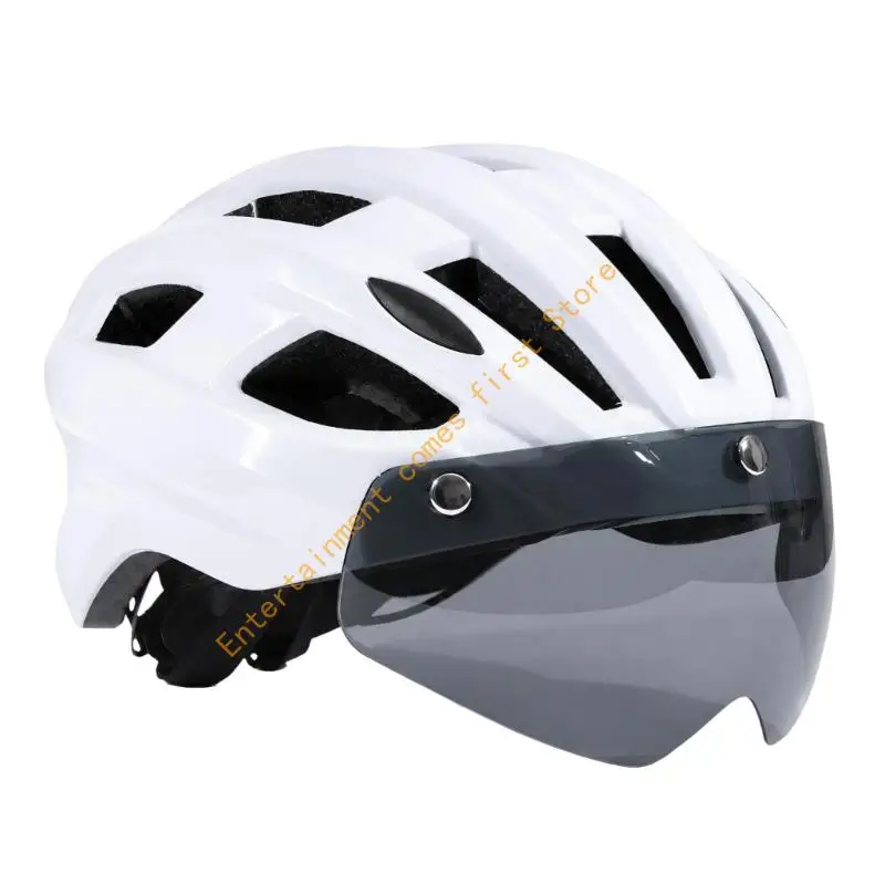 Adult Bike Helmet and Eye Cover Combination with Shell, Multiple Openings and Rear Adjustment Wheel for Cycling 55KD