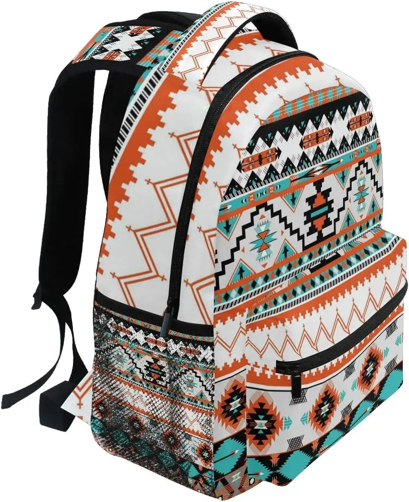 Ethnic Aztec Geometric Backpack Travel School Shoulder Bag for Kids Boys Girls Women Men