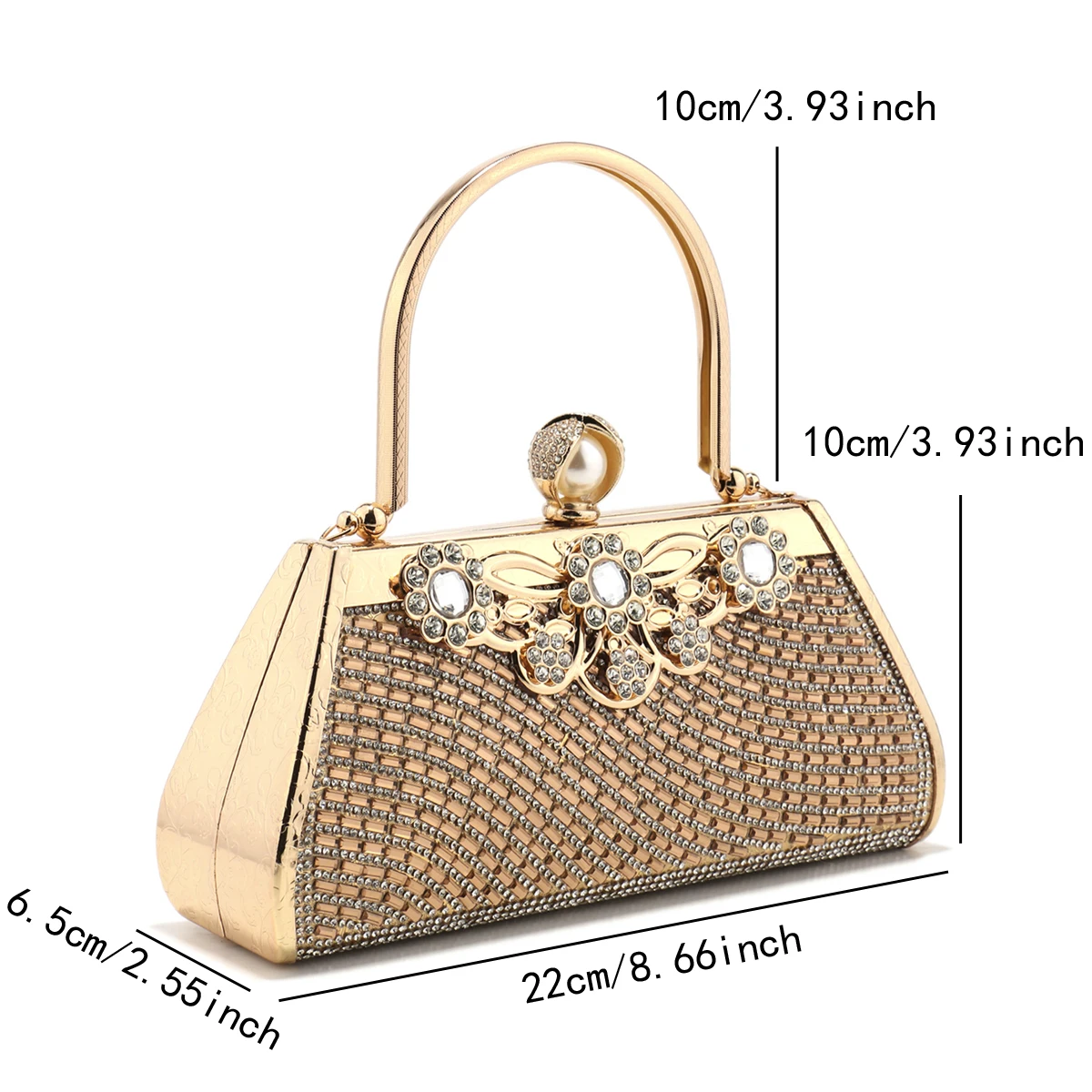 Rhinestones Party Elegant Clutch Bags Golden Metal Chain Shoulder Handbags Acrylic Diamonds Crown Wedding Handbags Gift Girl Bes