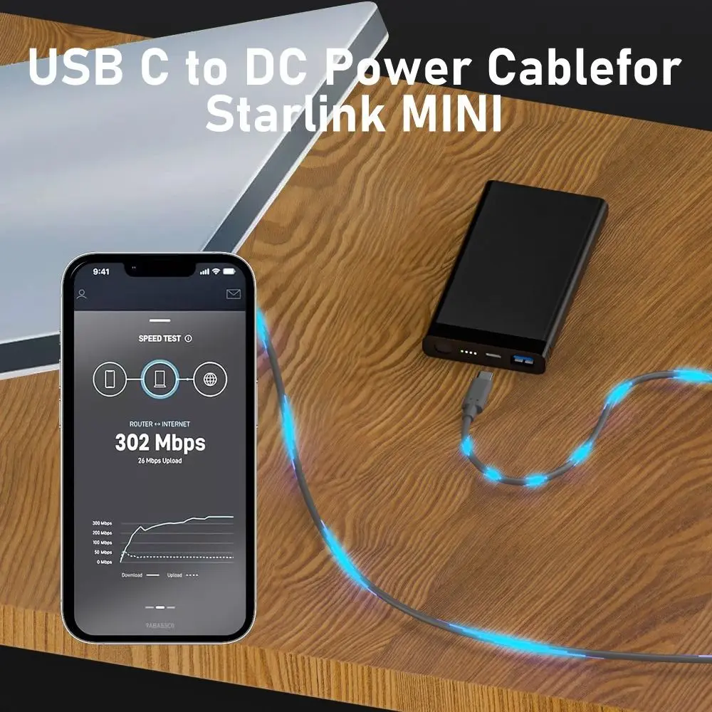 防水電源ケーブル,starlink mini,usb type-c to dc,pd 100w,オス-オス充電コード,18awg,20v