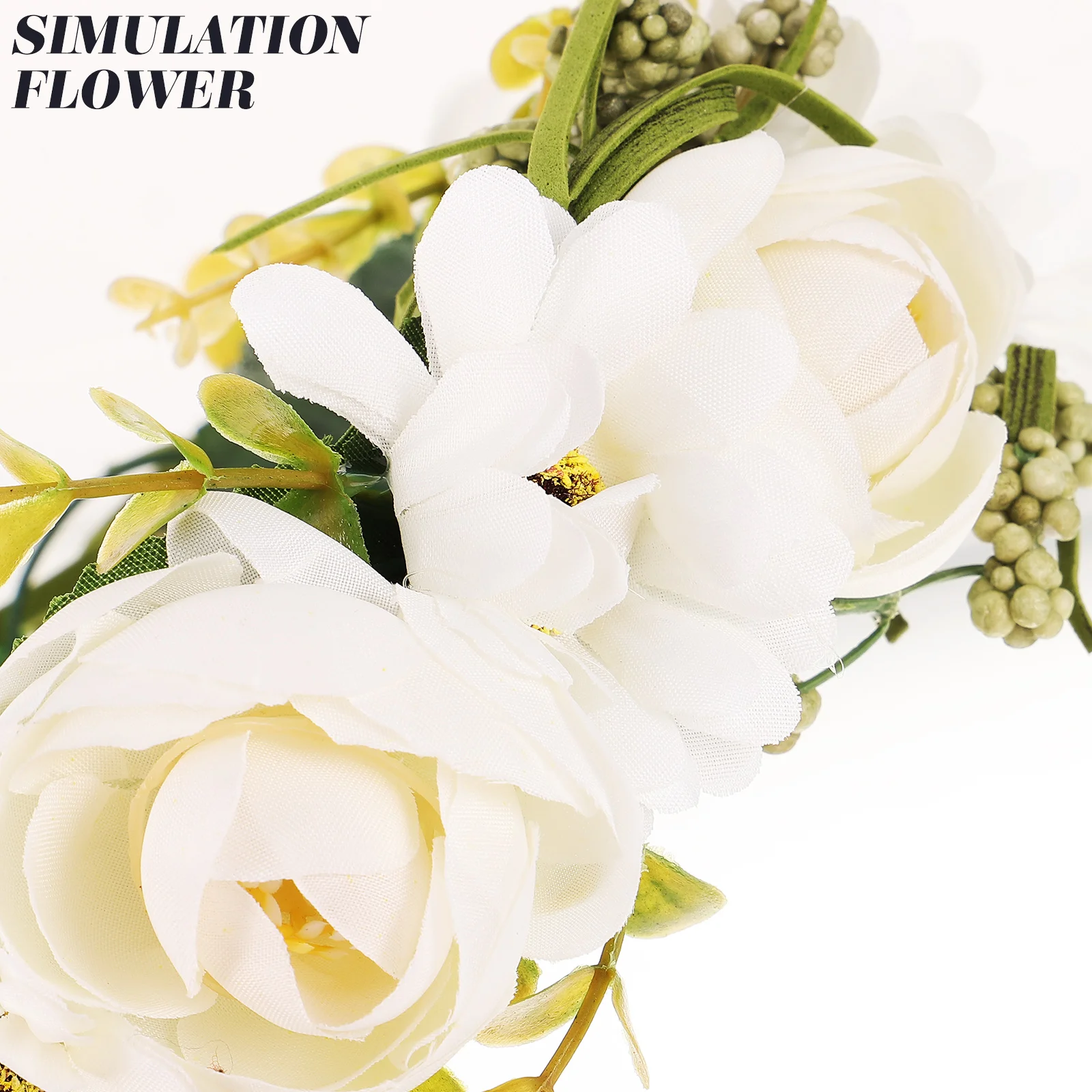 

Rose Flower Wreath Lightweight Floral Hair Hoop Bridal Wedding Party Photo Prop Accessory Comfortable Simulation Flower Headband