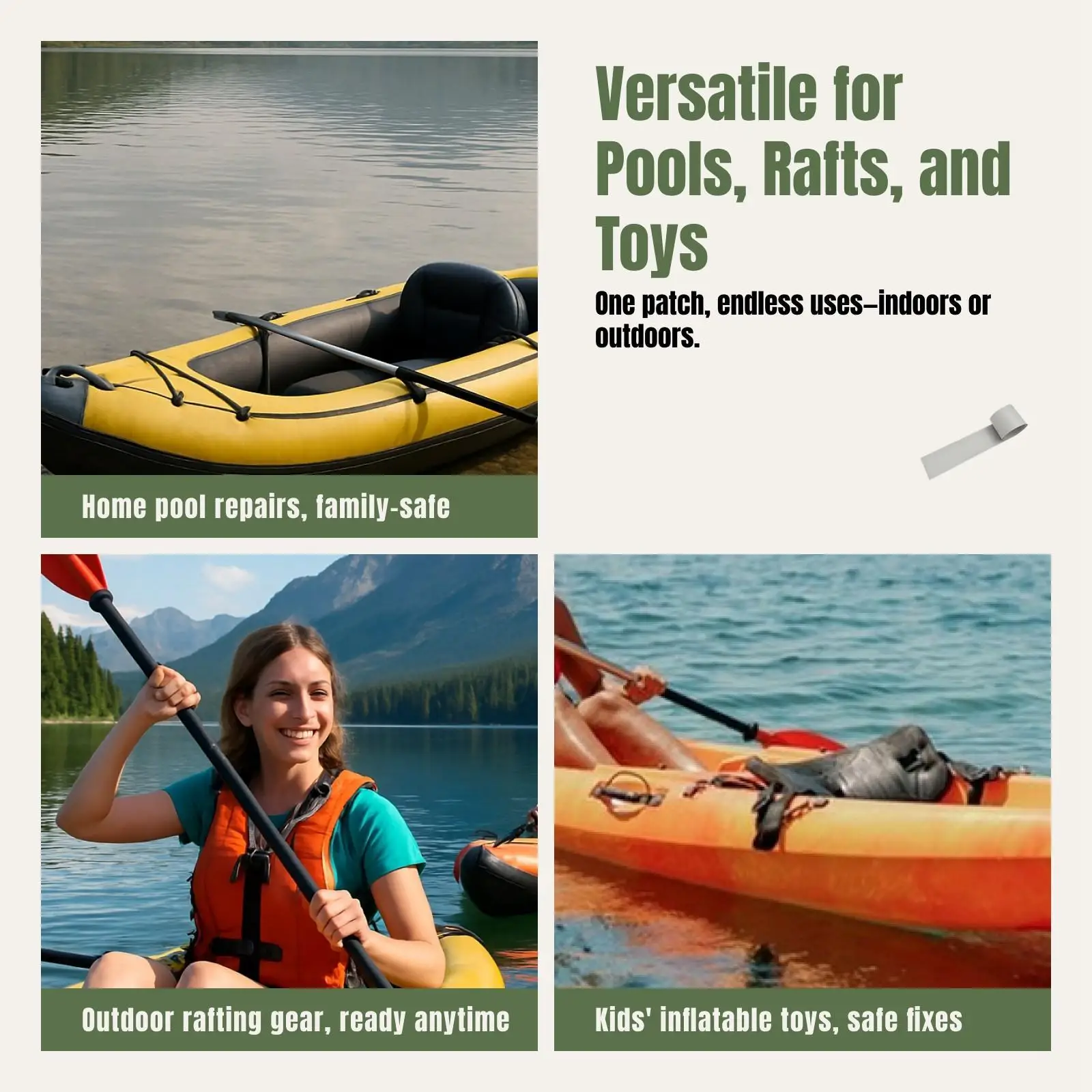 رقعة إصلاح PVC مقاومة للماء وقابلة للنفخ بحرية/درنغ/RIB متوسطة الرمادي مقاس 51 × 1000 مم #6