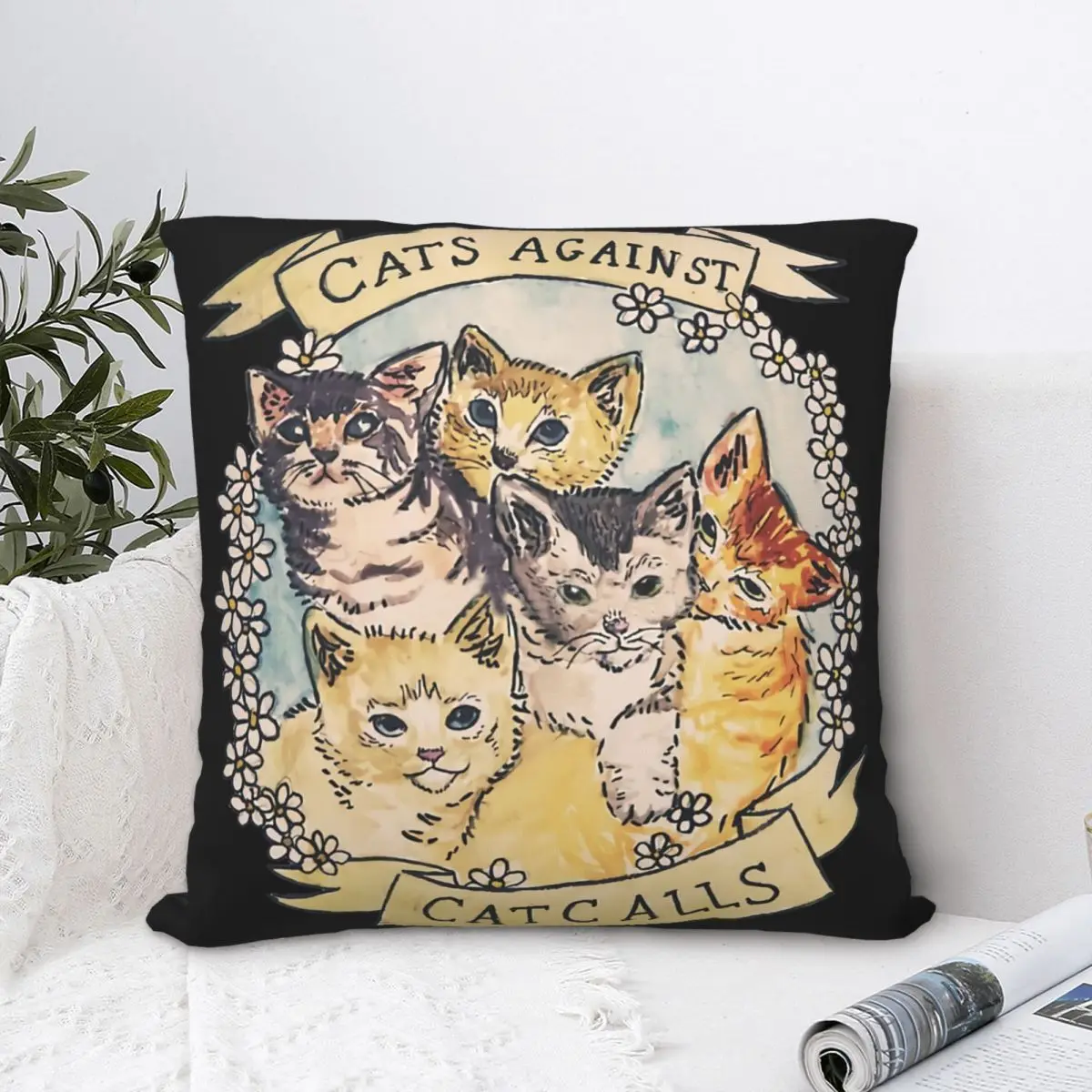 Cats Against Cat Calls Original Throw Pillow Case Art Backpack Cojines Case DIY Printed Cool For Sofa Decor