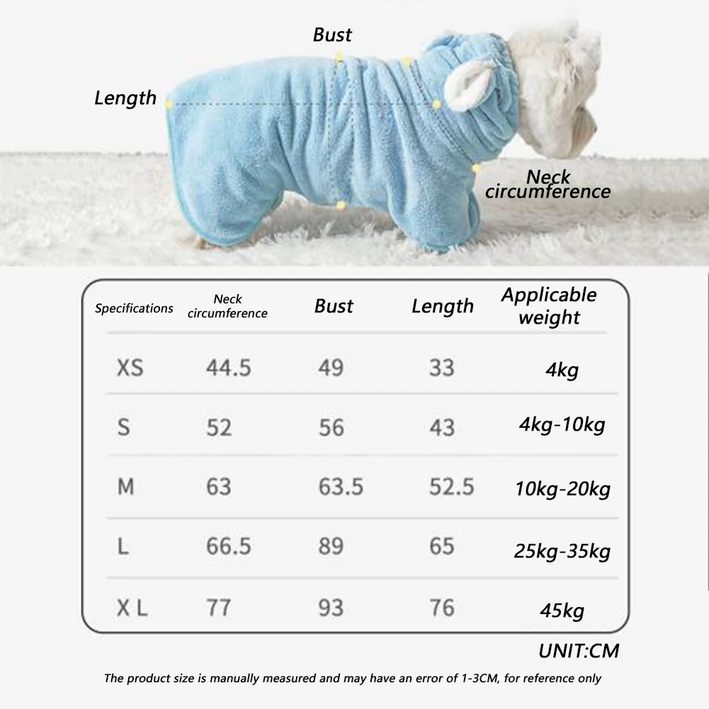 Bathrobe For Dogs Thickened Quick-Drying Soft Dog Cat Bath Robe Towel After Absorbent Dog Towels Bath Robe For Cats Small Medium