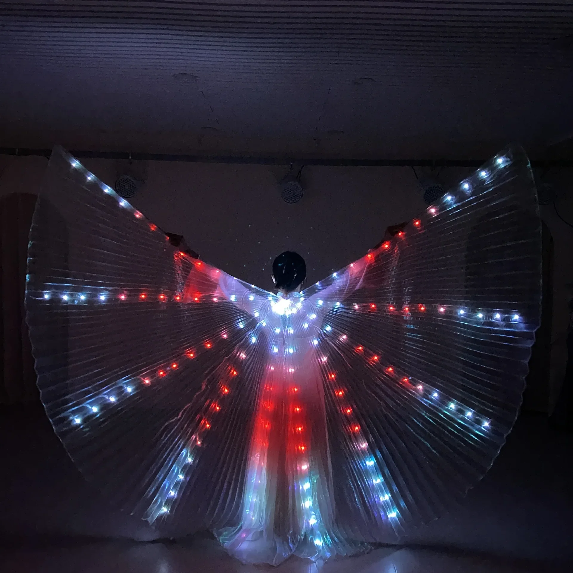 RGB LED Wings Belly Dance Costume, Circus Luminescent Color Cloak, Isis Wings, Stage Performance Dancewear with Remote Control