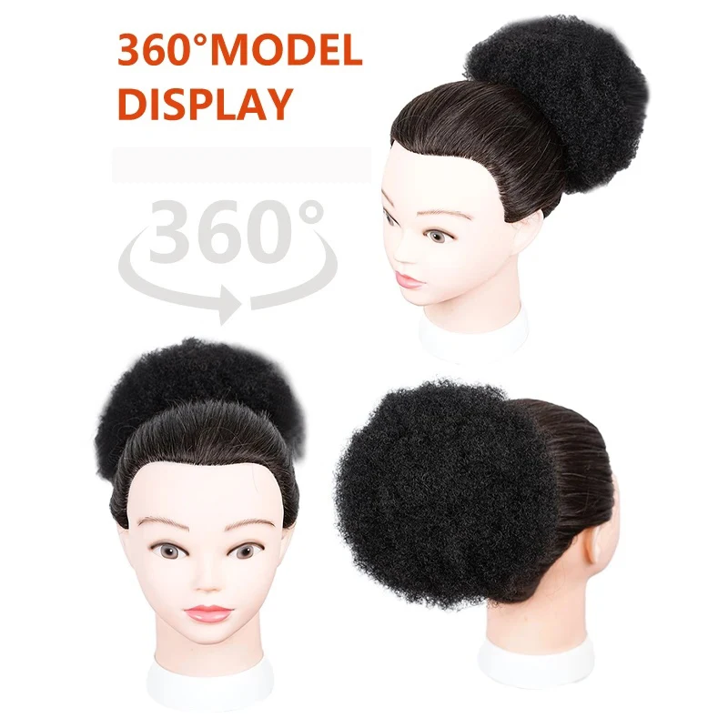 Afro Puff Drawstring Ponytail Synthetic Hair Extension Black Brown Clip On Kinky Drawstring Curly Ponytail image 5