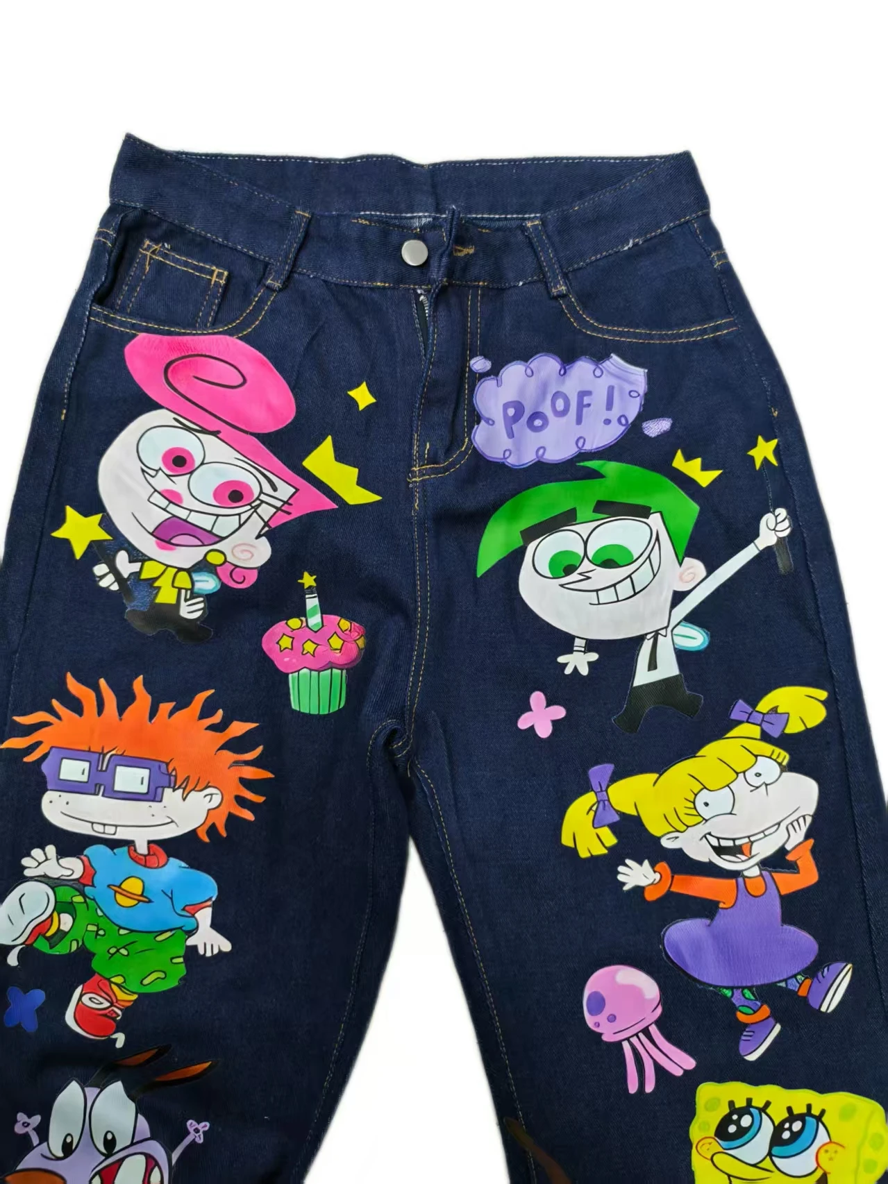 Y2k – jean droit taille haute pour hommes et femmes, motif de dessin animé rétro américain imprimé, mode décontracté, surdimensionné, jambes larges