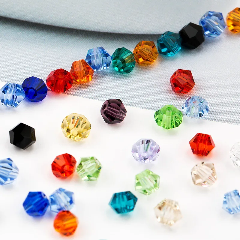 3 4 6mm Austria Bicone Crystal Beads Sparkling AB Color Faceted Glass Spacer Beads for Jewelry Making DIY Necklace Bracelet