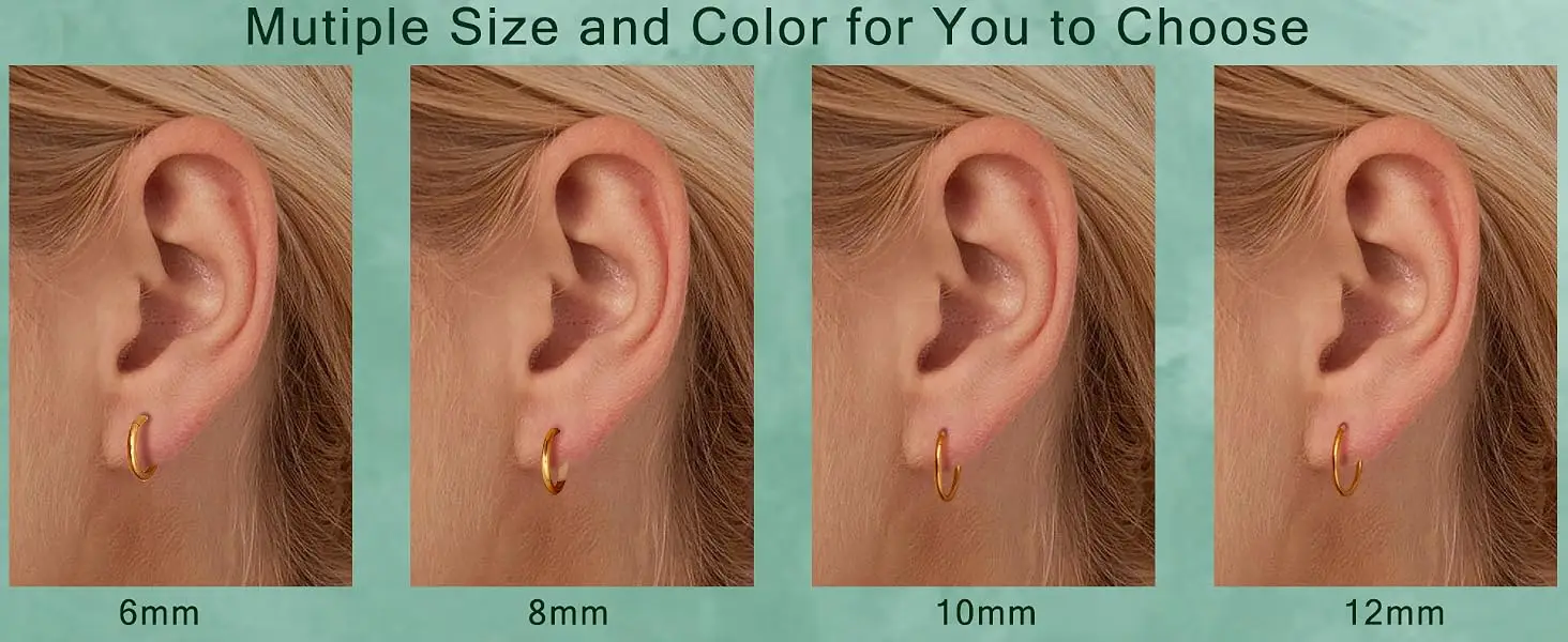 Drperfect 8 Stück Nasenring-Hoops aus 316L Chirurgenstahl, Nasen-Septum-Piercing-Schmuck für Nasen, Conch, Helix, Tragus, Lippen-Hoop-Ohrringe – Detail 8