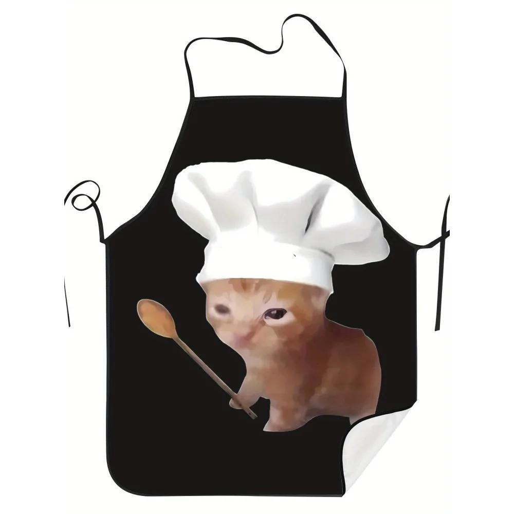 1pc Cute And Healing Theme Apron - Orange Cat Chef Cute And Healing Style (Orange Cat Chef Cooking Image, Combination of Cute An