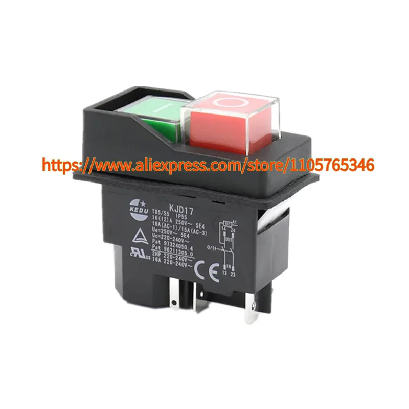 1pcs KJD17 Waterproof Push Button Electromagnetic Switch 120V 250V MagnetIc Starter Power Tool Safety Switches for Machin